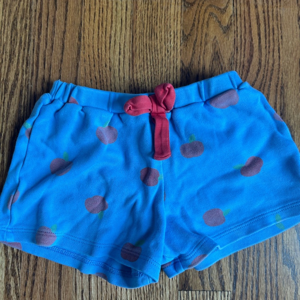The Beaufort Bonnet Company Blue Shorts with Red Apple Design